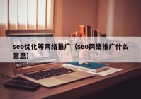 seo优化等网络推广（seo网络推广什么意思）