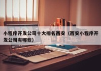 小程序开发公司十大排名西安（西安小程序开发公司有哪些）