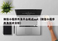 微信小程序开发平台概述ppt（微信小程序开发技术分析）