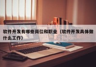 软件开发有哪些岗位和职业（软件开发具体做什么工作）