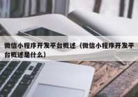 微信小程序开发平台概述（微信小程序开发平台概述是什么）