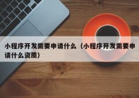 小程序开发需要申请什么（小程序开发需要申请什么资质）